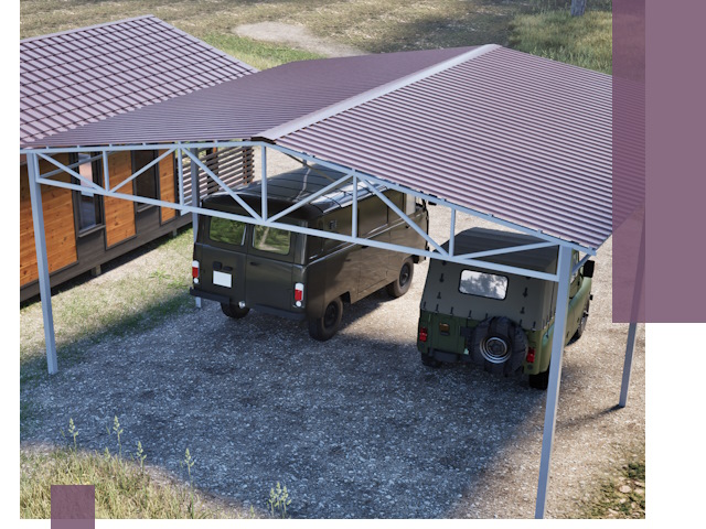 Двускатные навесы под ключ в Шуе — изготовление и монтаж